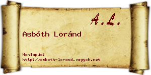 Asbóth Loránd névjegykártya
